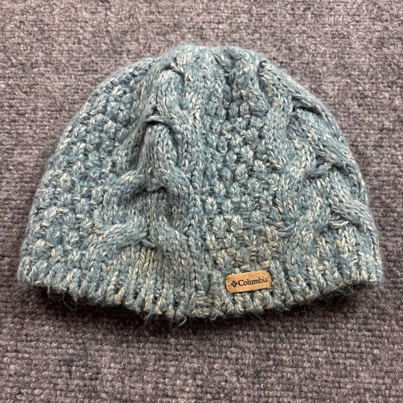 COLUMBIA Womens Blue/White Knit Winter Beanie Hat One Size Fits Most - Picture 1 of 4